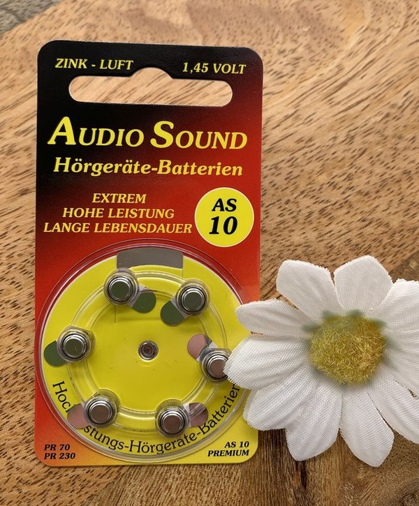 AudioSound 10 Hörgerätebatterien (gelb)